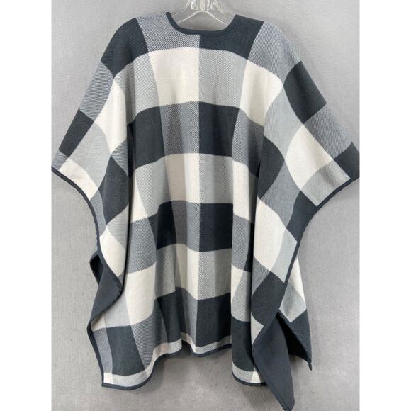 Woolrich Wrap Womens One Size Poncho‎ Gray Buffalo Plaid Reversible Scarf - Picture 9 of 10